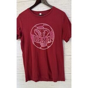 Alabama Red Bama Roll Tide Elephant Distressed Women's Shirt Med Lightweight